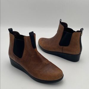 Cole haan Weatherproof Brown women 8B Leather Boots pull on casual office Y2K